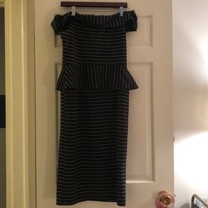 Beautiful off-the-shoulder pin striped dress
